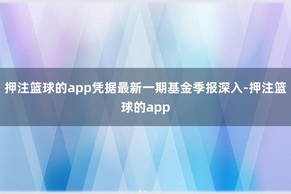 押注篮球的app凭据最新一期基金季报深入-押注篮球的app