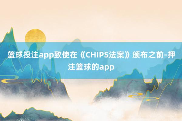 篮球投注app致使在《CHIPS法案》颁布之前-押注篮球的app