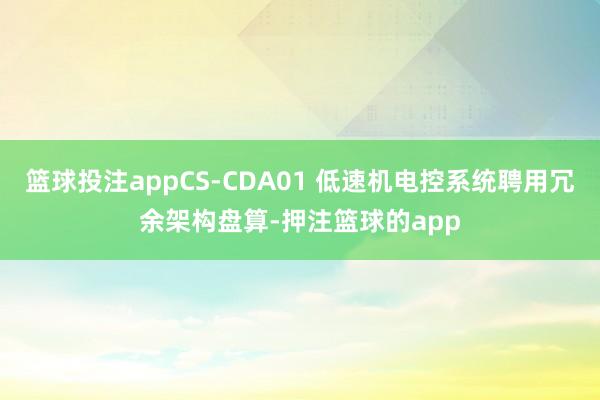 篮球投注appCS-CDA01 低速机电控系统聘用冗余架构盘算-押注篮球的app