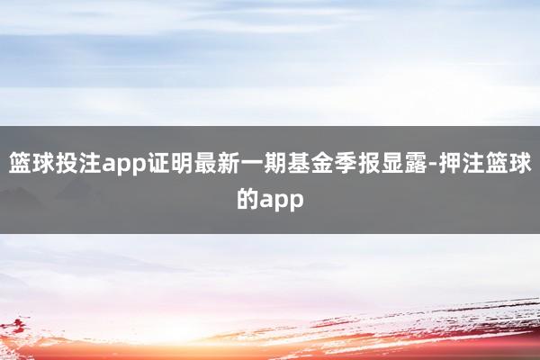 篮球投注app证明最新一期基金季报显露-押注篮球的app