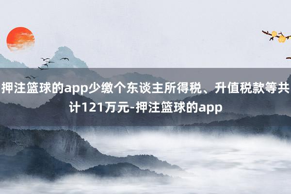 押注篮球的app少缴个东谈主所得税、升值税款等共计121万元-押注篮球的app