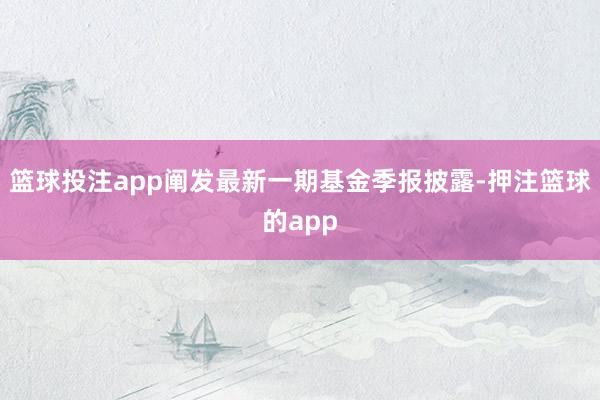 篮球投注app阐发最新一期基金季报披露-押注篮球的app