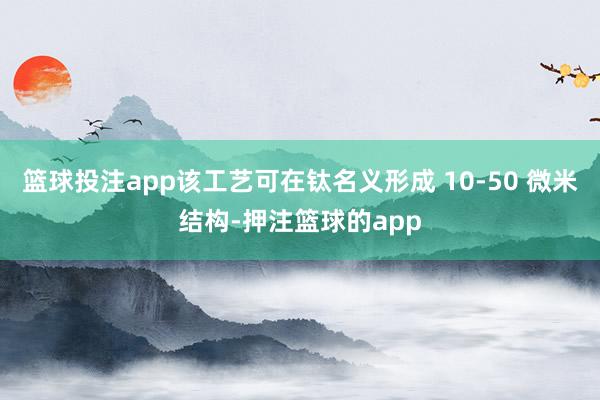 篮球投注app该工艺可在钛名义形成 10-50 微米结构-押注篮球的app