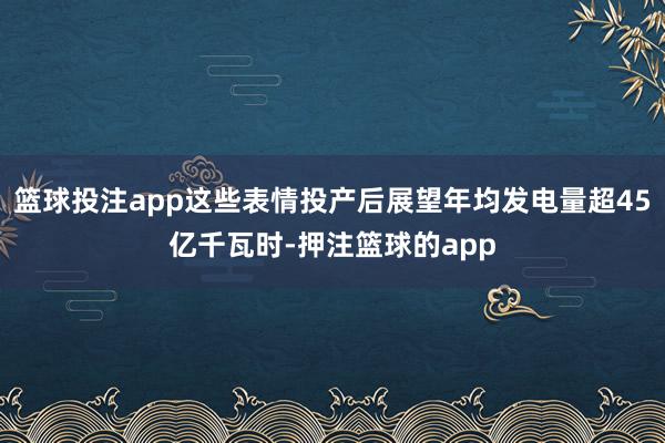 篮球投注app这些表情投产后展望年均发电量超45亿千瓦时-押注篮球的app
